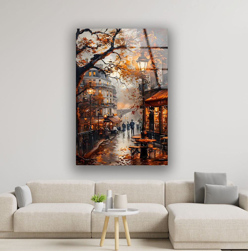 Autumn Street Glass Wall Art custom glass pictures, glass art prints
