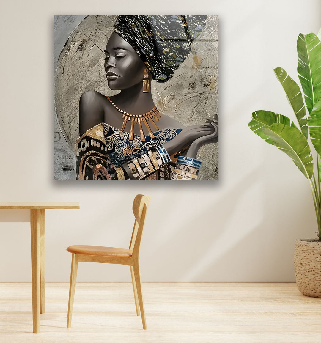 African Woman in a Dress Glass Wall Art glass image printing, glass prints from photos
