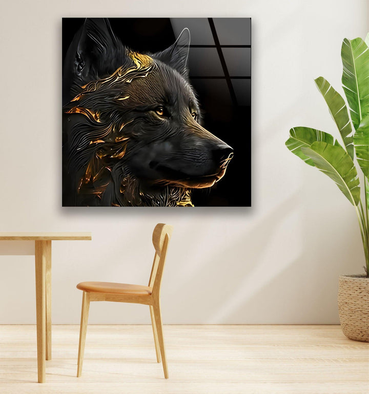 Noble Black Wolf Glass Wall Art glass image printing, glass prints from photos
