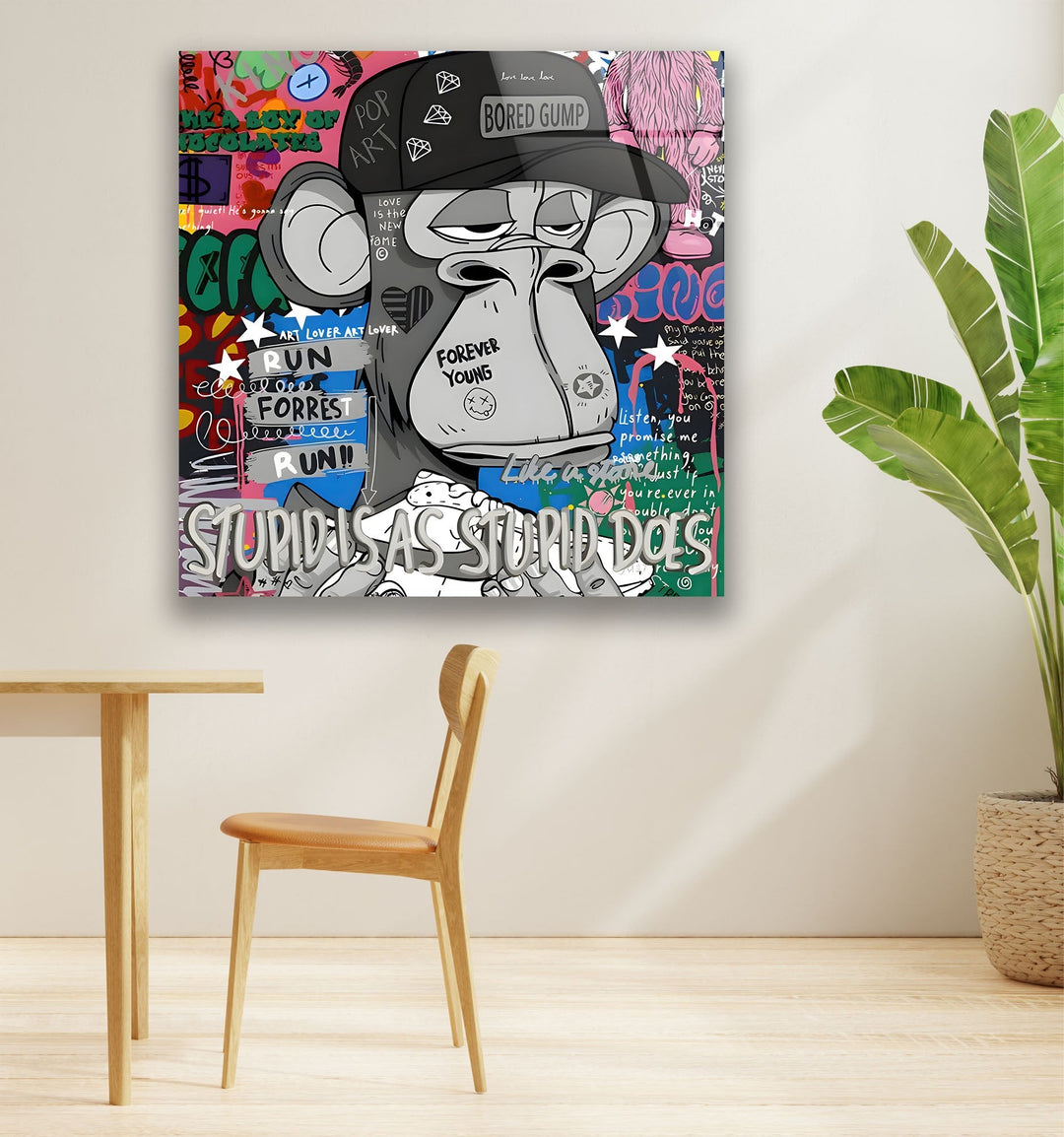 Pop Art Monkey Face Glass Wall Art art glass wall art, glass wall art pictures