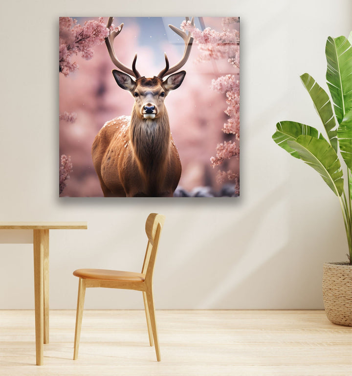 Spring Deer Glass Wall Art custom glass photo prints, large glass prints
