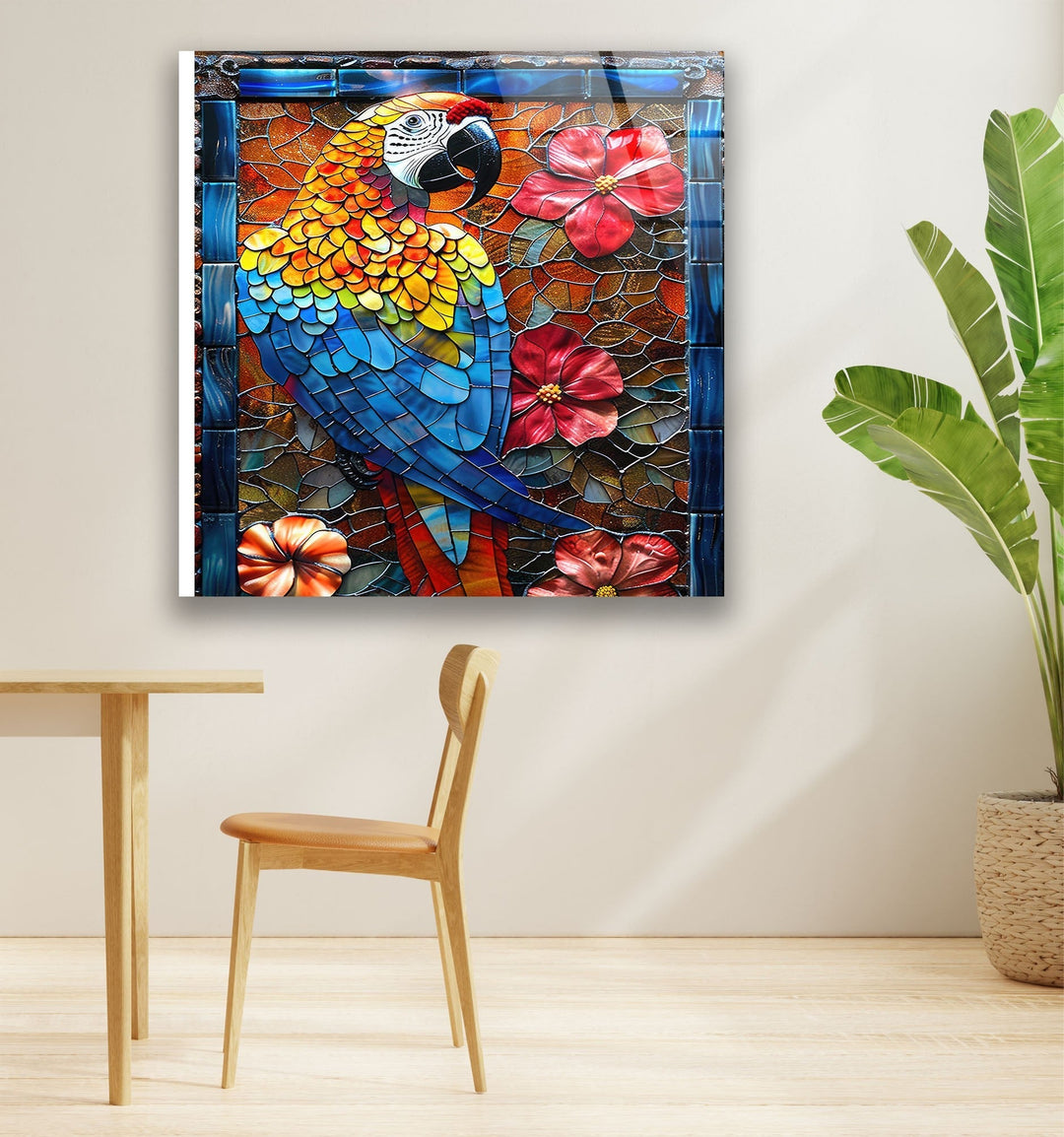 Stained Parrot Glass Wall Art glass pictures for Wall, glass prints wall art
