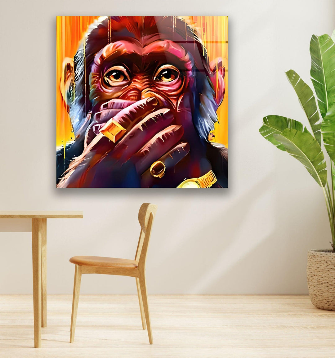 Cool Rich Monkey Glass Wall Art Glass Printing Wall Art, Print photos on glass
