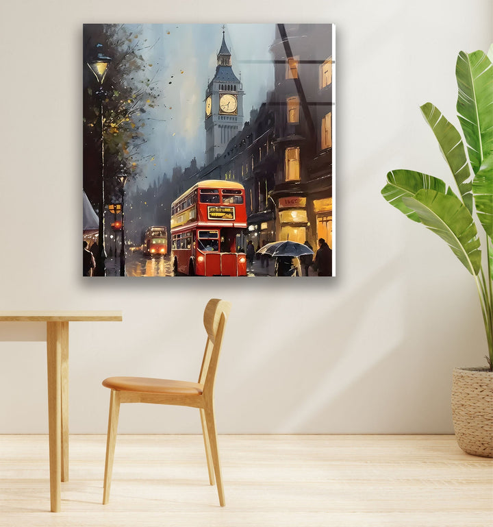 Rainy London Big Ben Glass Wall Art glass image printing, glass prints from photos
