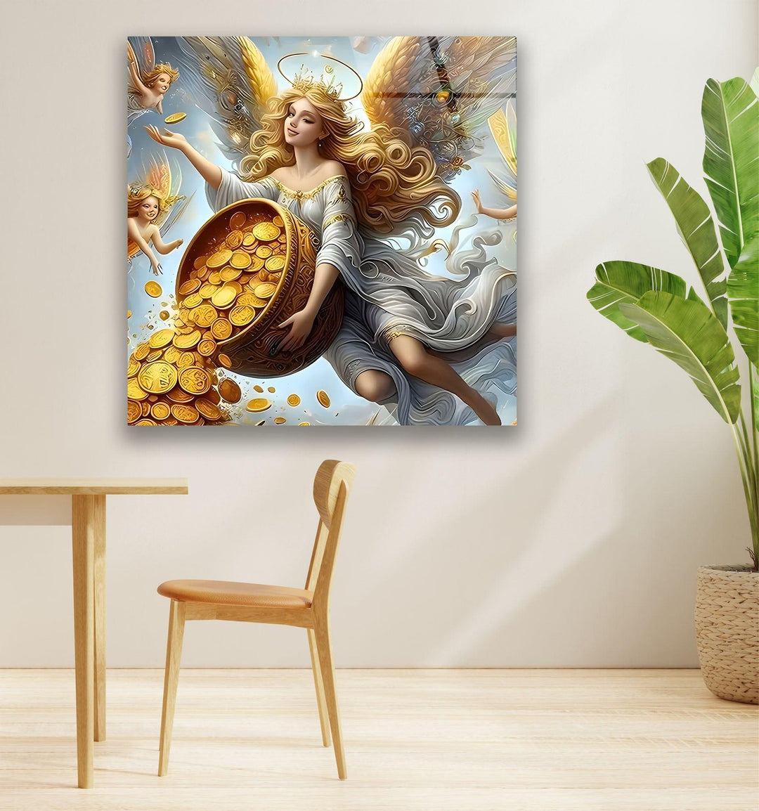 Money Fairy Glass Wall Art custom glass pictures, glass art prints
