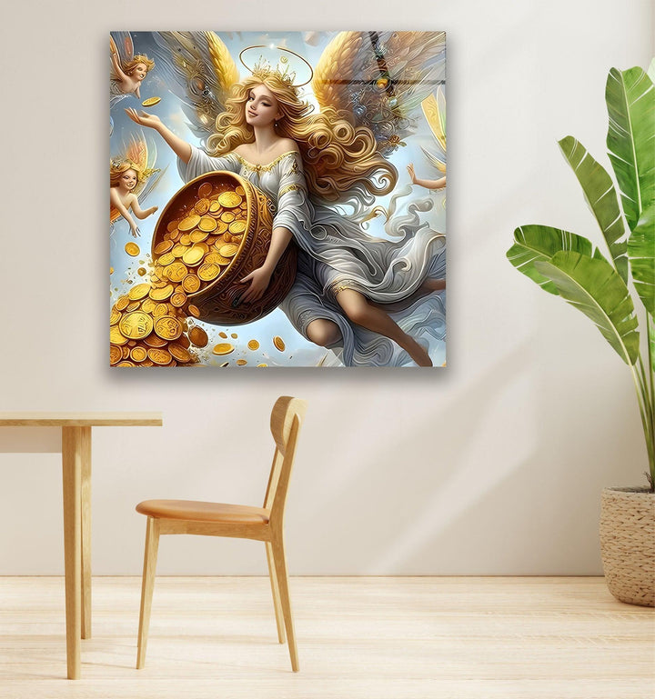 Money Fairy Glass Wall Art custom glass pictures, glass art prints
