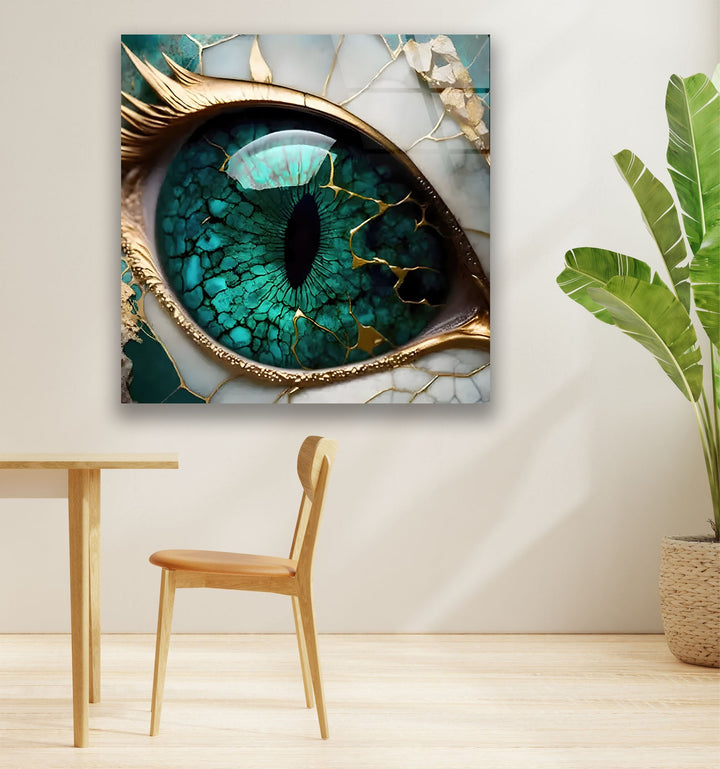 Marble Green Eye Glass Wall Art print on glass, glass printed photos
