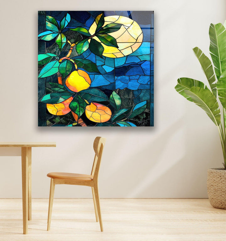 Midnight Mango Tree Glass Wall Art large glass photo prints, glass wall photos
