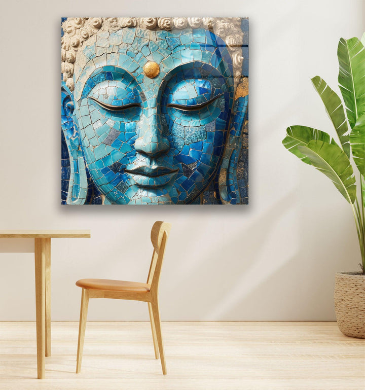 Buddha Mosaic Picture on Glass | Elegant Wall Art