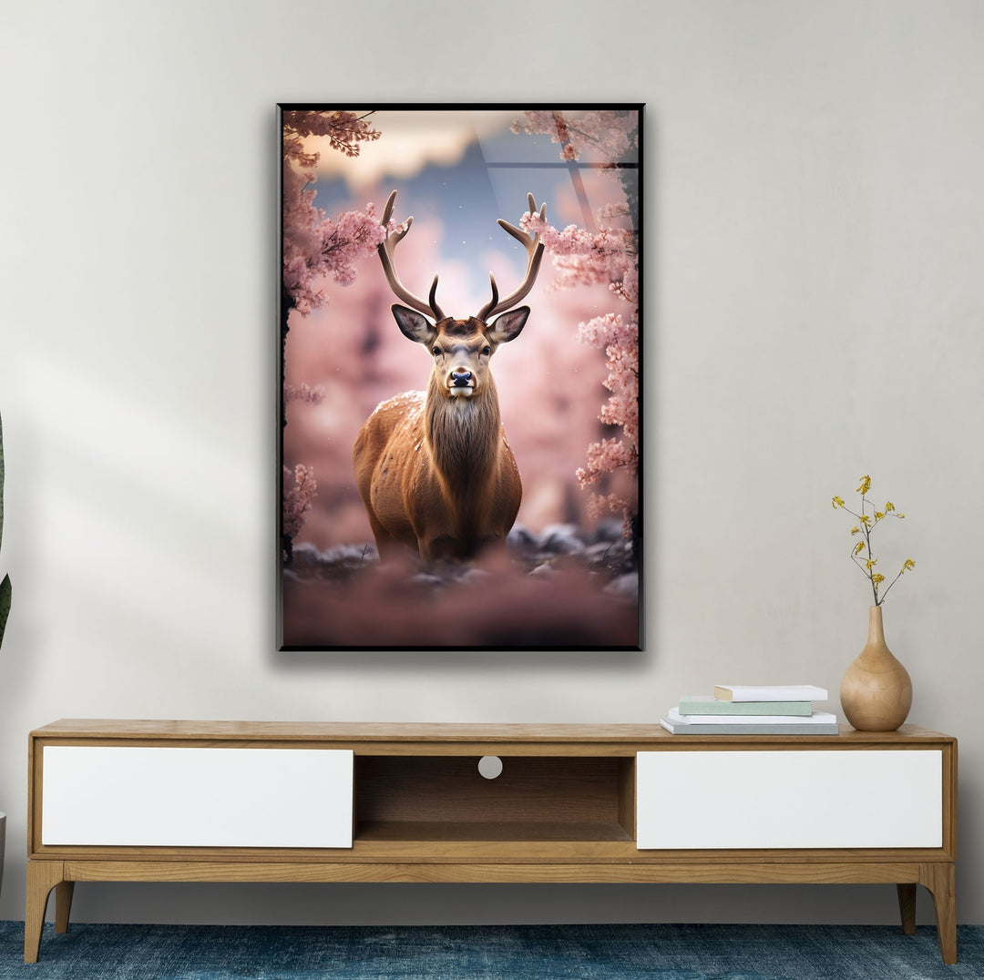 Spring Deer Glass Wall Art large glass photo prints, glass wall photos
