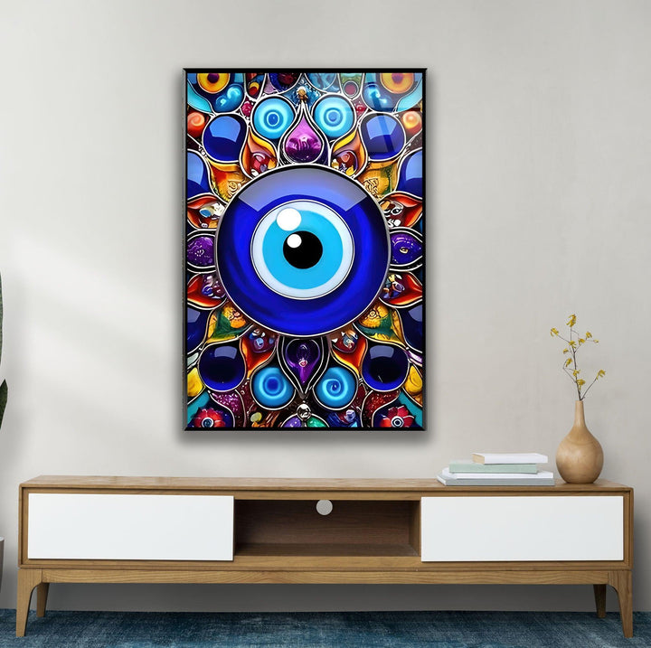 Evil Eye Bead Glass Wall Art glass pictures for Wall, glass prints wall art
