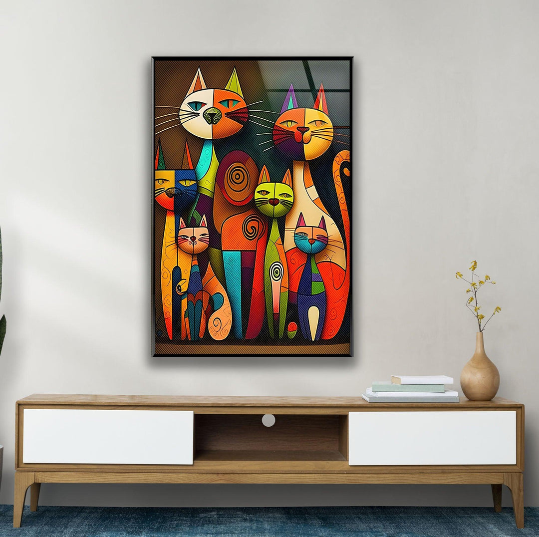 Colored Cats Glass Wall Art art glass wall art, glass wall art pictures
