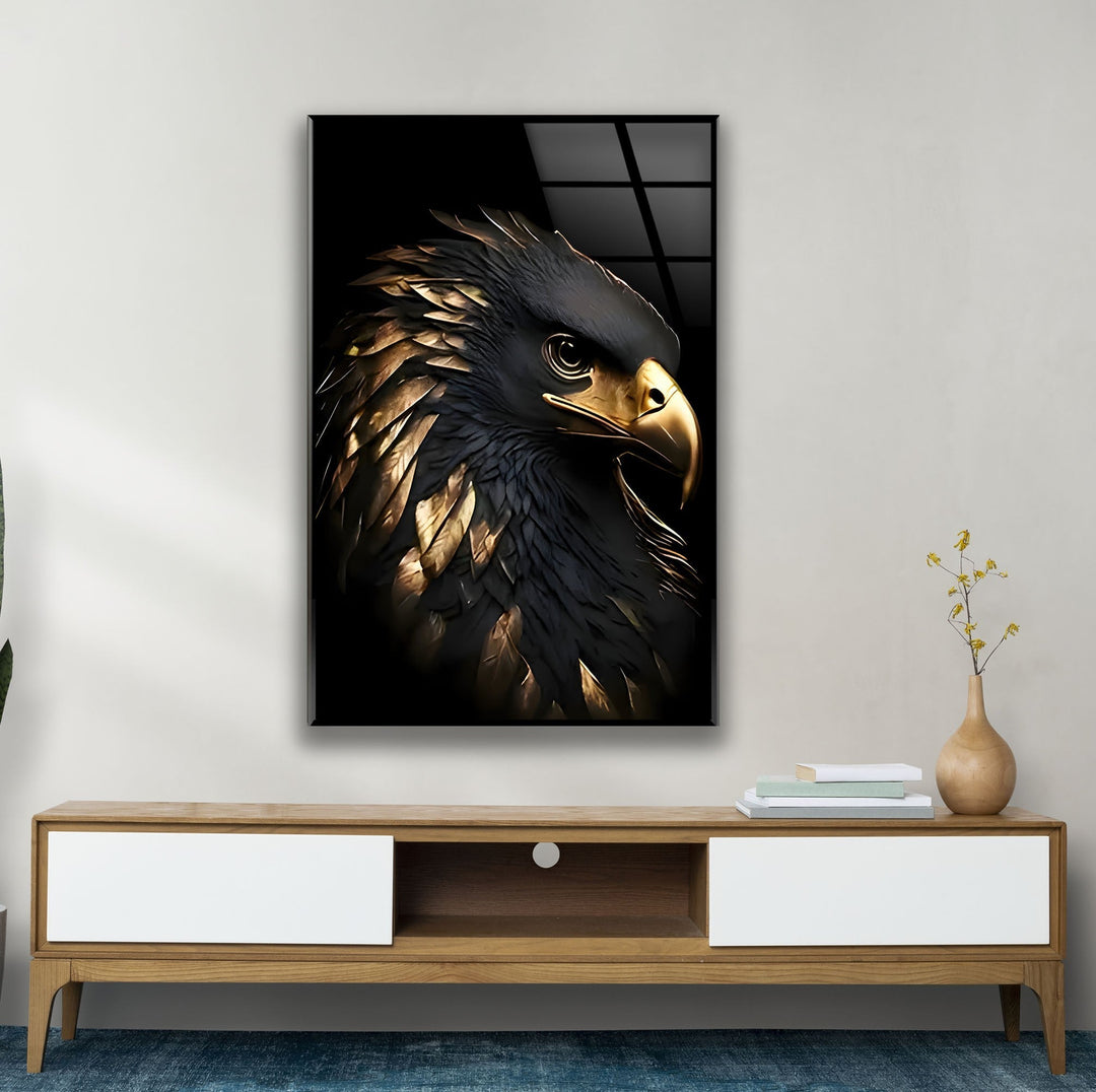 Black Gold Eagle Glass Wall Art glass pictures for Wall, glass prints wall art
