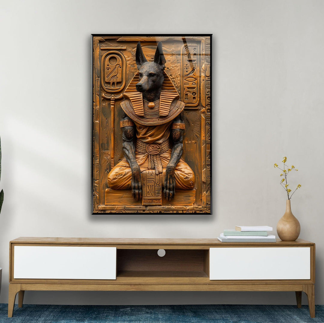 Ancient Egyptian Dog Glass Wall Art custom glass photo prints, large glass prints
