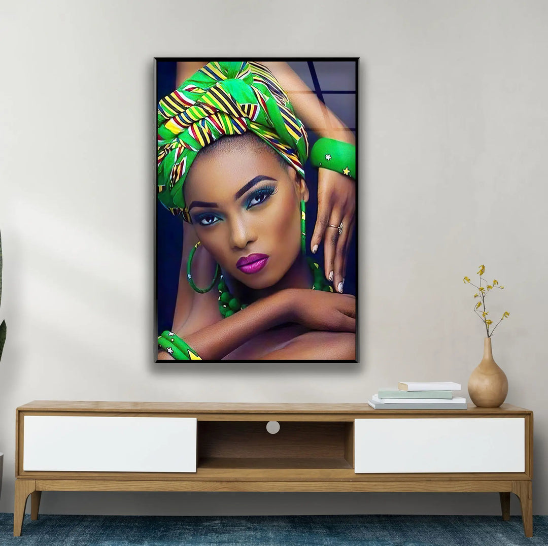 Cool African Woman Glass Wall Art