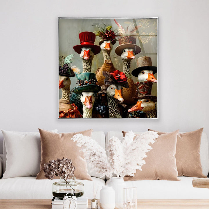 Duck Family Portrait Glass Wall Art glass image printing, glass prints from photos
