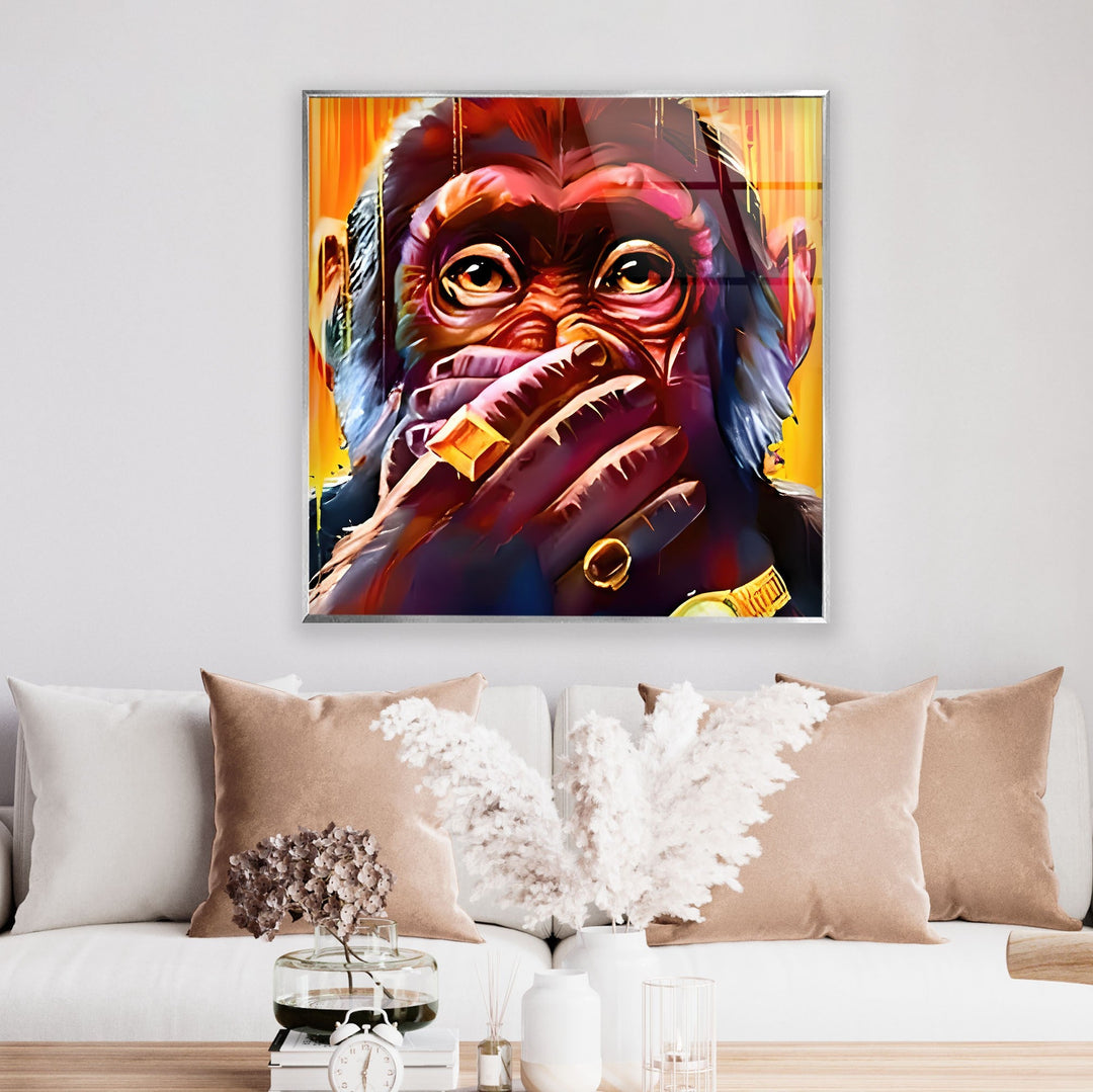 Cool Rich Monkey Glass Wall Art glass art painting, glass art for the Wall
