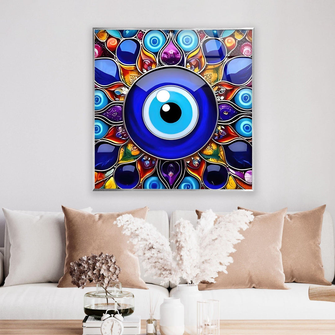 Evil Eye Bead Glass Wall Art glass image printing, glass prints from photos
