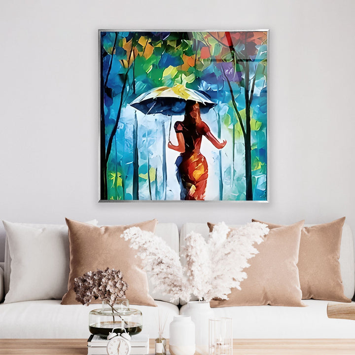 Colored Paint Woman Art Glass Wall Art large glass photo prints, glass wall photos
