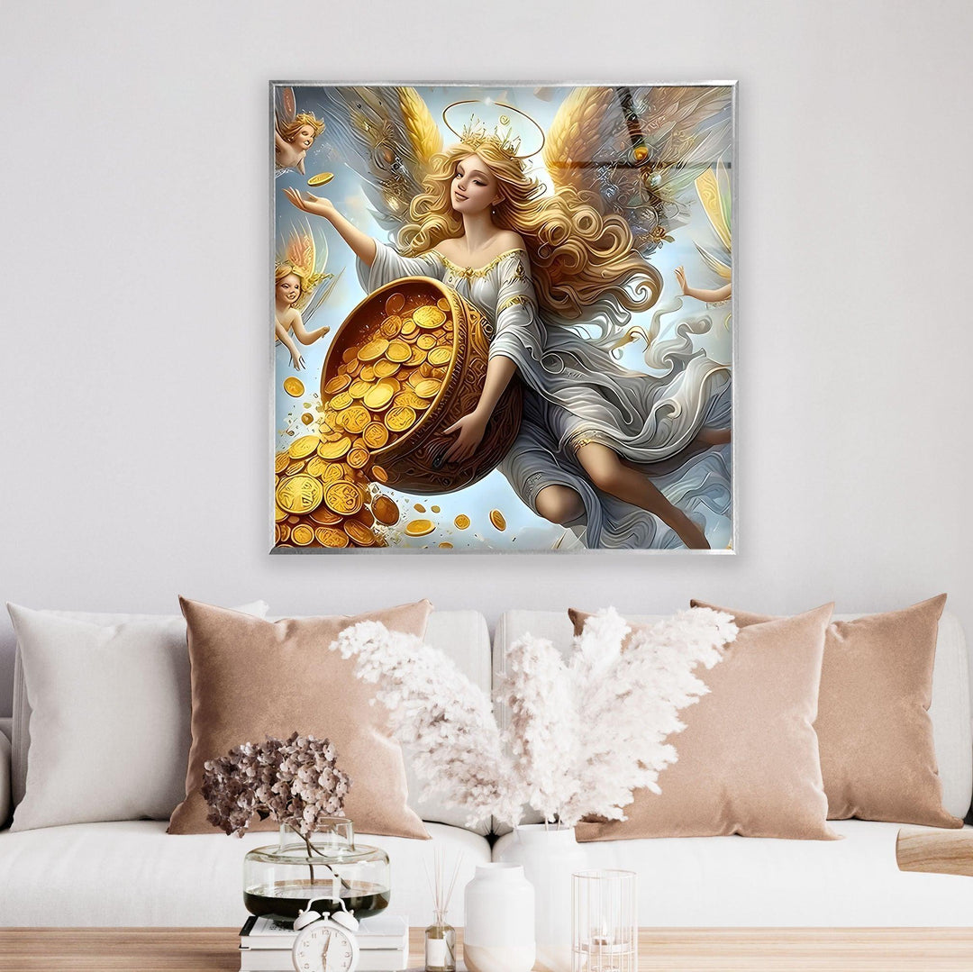 Money Fairy Glass Wall Art print picture on glass, Tempered Glass Wall Art
