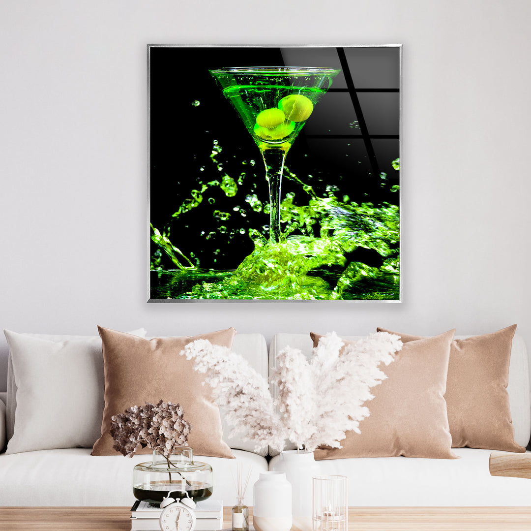 Martini With Olives Glass Wall Art, glass image printing, glass prints from photos