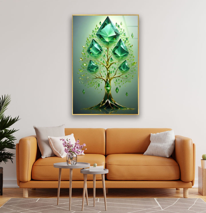 Emerald Tree Glass Wall Art glass pictures for Wall, glass prints wall art
