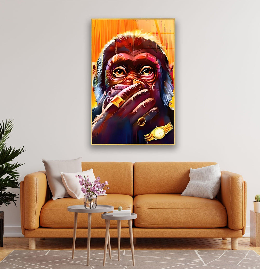 Cool Rich Monkey Glass Wall Art photo print on glass, prints on glass wall art
