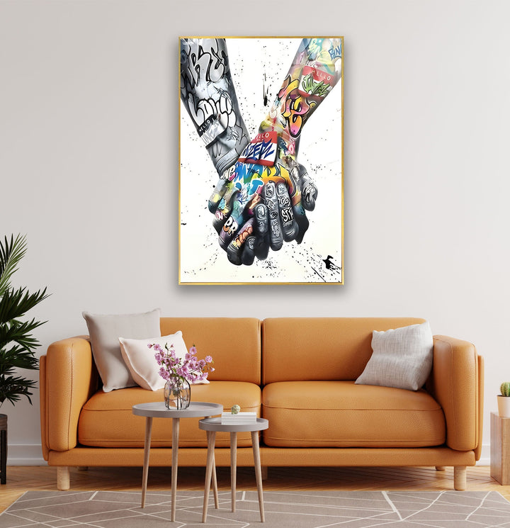 Colored & Black and White Graffiti Glass Wall Art glass image printing, glass prints from photos
