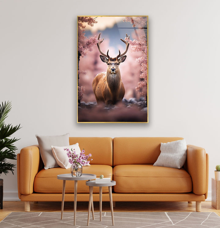 Spring Deer Glass Wall Art custom glass pictures, glass art prints
