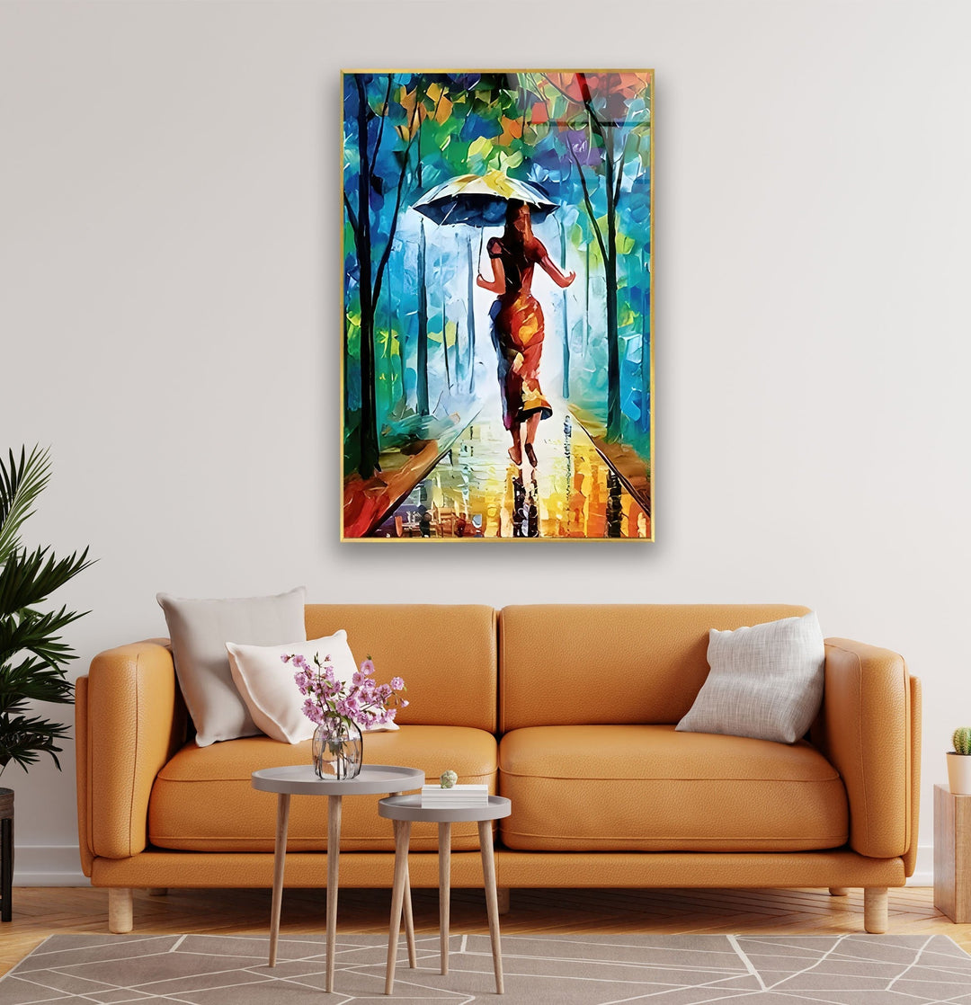 Colored Paint Woman Art Glass Wall Art print on glass, glass printed photos
