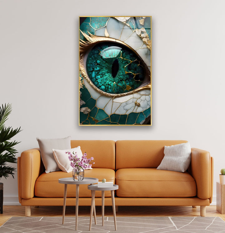 Marble Green Eye Glass Wall Art custom glass photo prints, large glass prints
