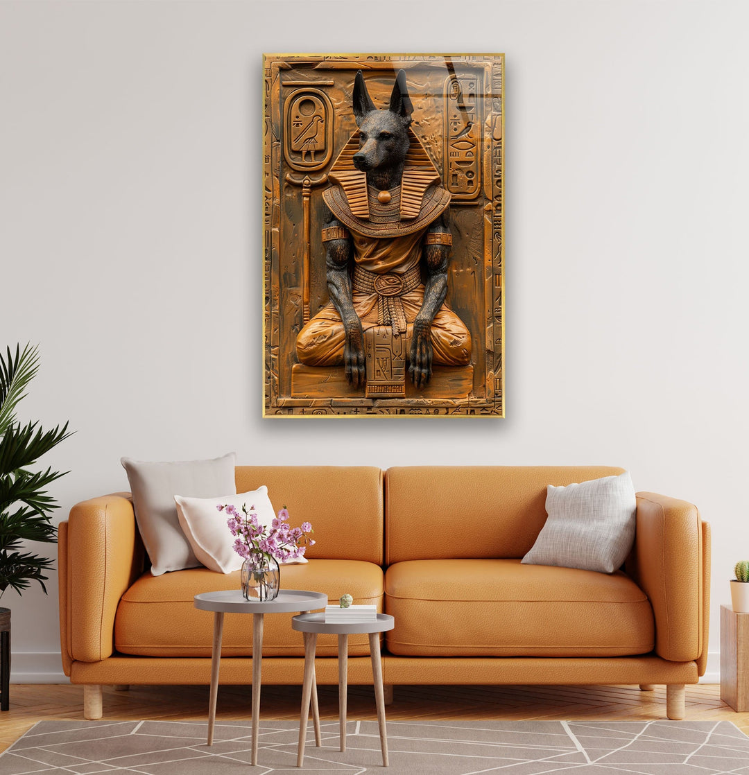 Ancient Egyptian Dog Glass Wall Art photo print on glass, prints on glass wall art
