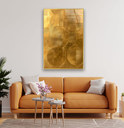 Abstract Gold Geometric Glass Wall Art