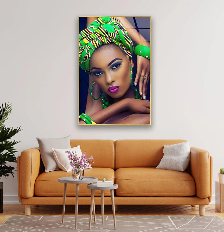 Cool African Woman Glass Wall Art