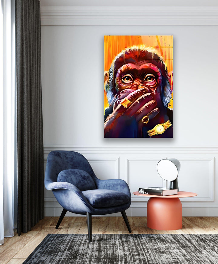 Cool Rich Monkey Glass Wall Art custom glass pictures, glass art prints
