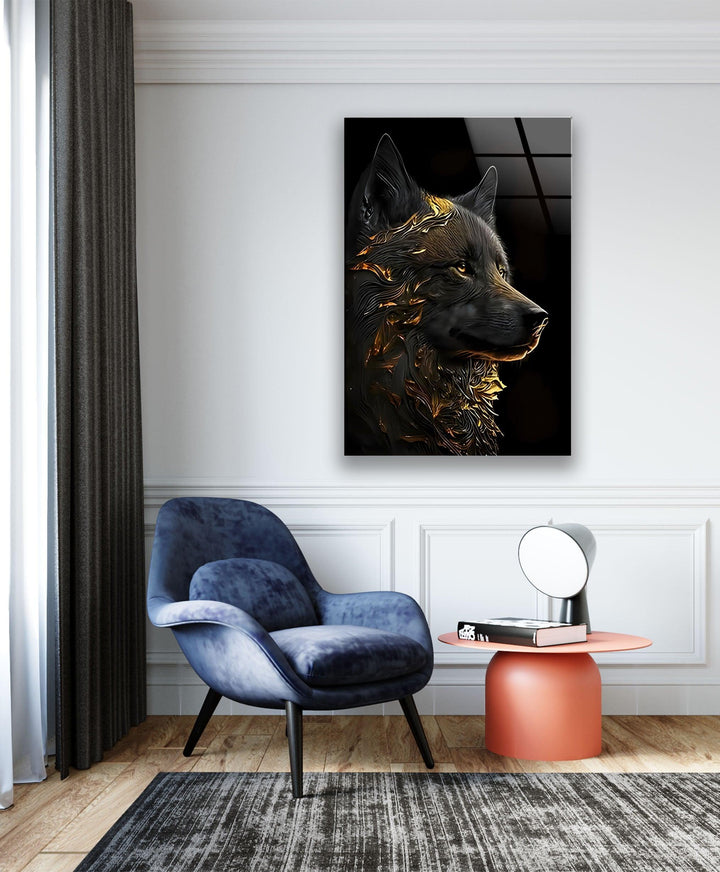 Noble Black Wolf Glass Wall Art large glass photo prints, glass wall photos
