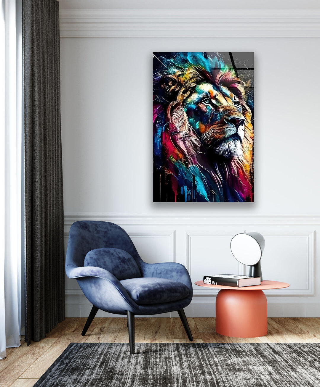 Colored Lion Art Glass Wall Art Glass Printing Wall Art, Print photos on glass
