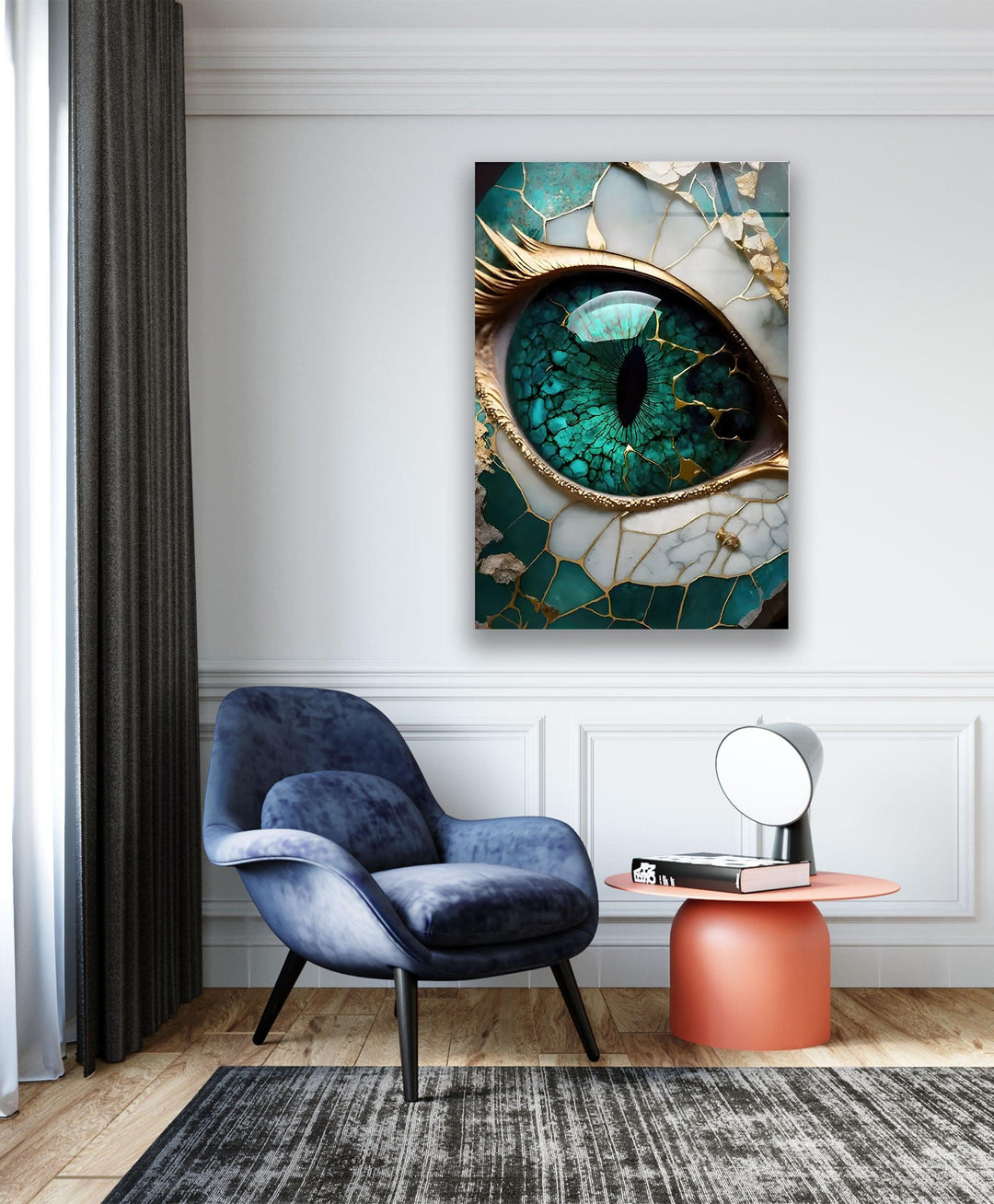 Marble Green Eye Glass Wall Art large glass photo prints, glass wall photos
