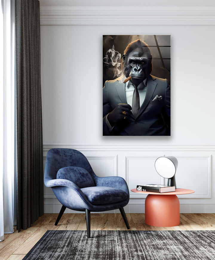 Gorilla Smoking Glass Wall Art