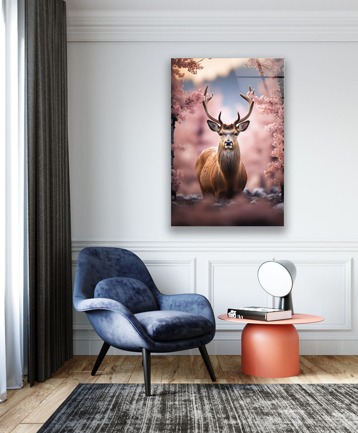 Spring Deer Glass Wall Art glass pictures for Wall, glass prints wall art
