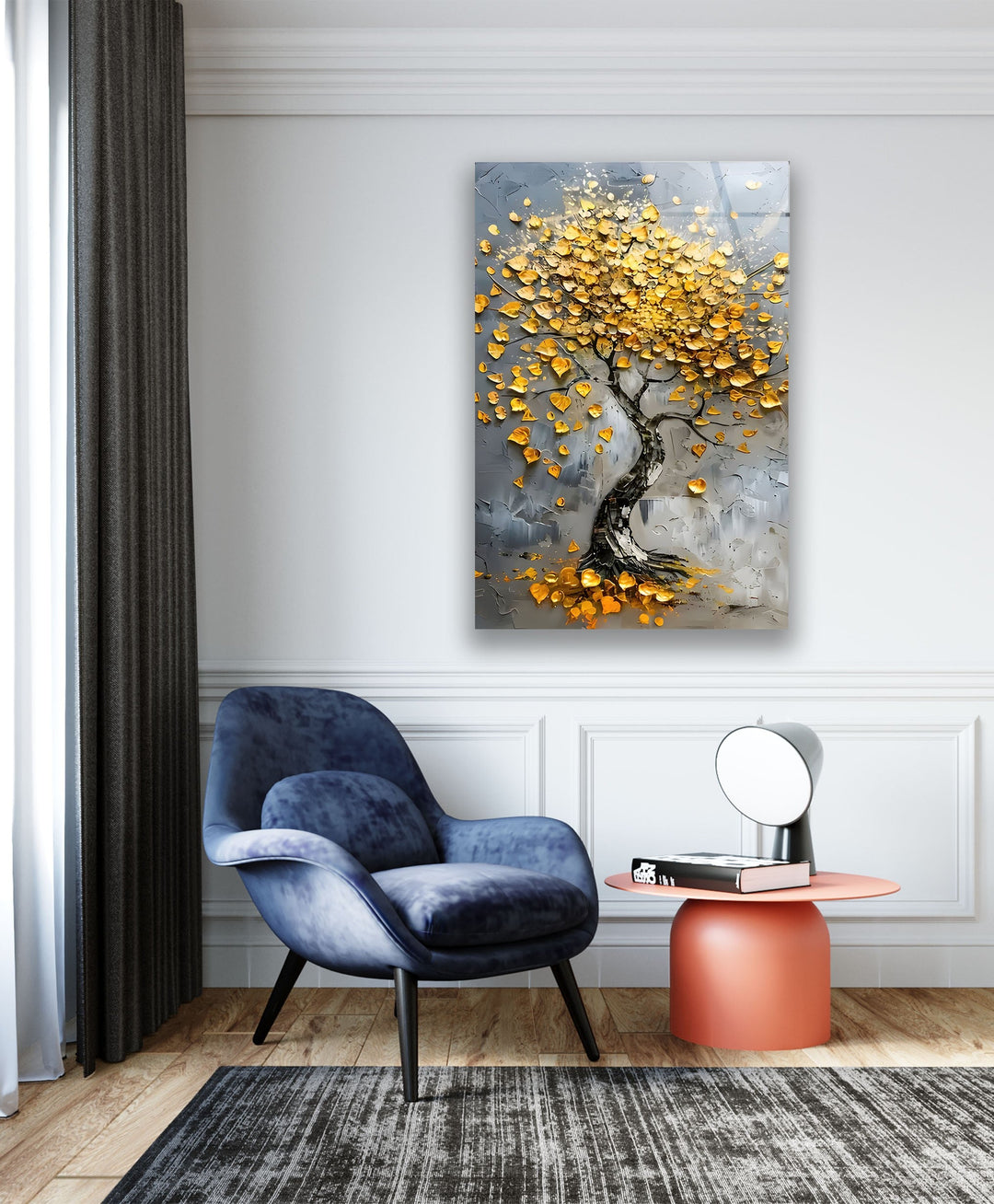 Tree With Golden Leafs Glass Wall Art Glass Printing Wall Art, Print photos on glass
