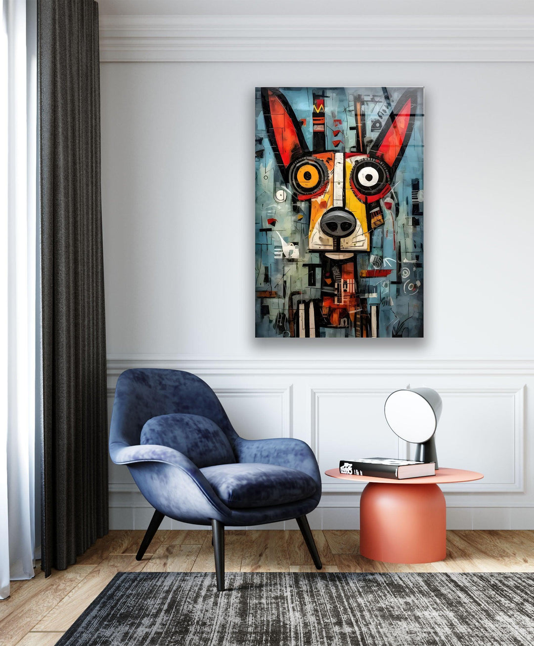 Dog From Tools Glass Wall Art picture on glass wall art, photos printed on glass
