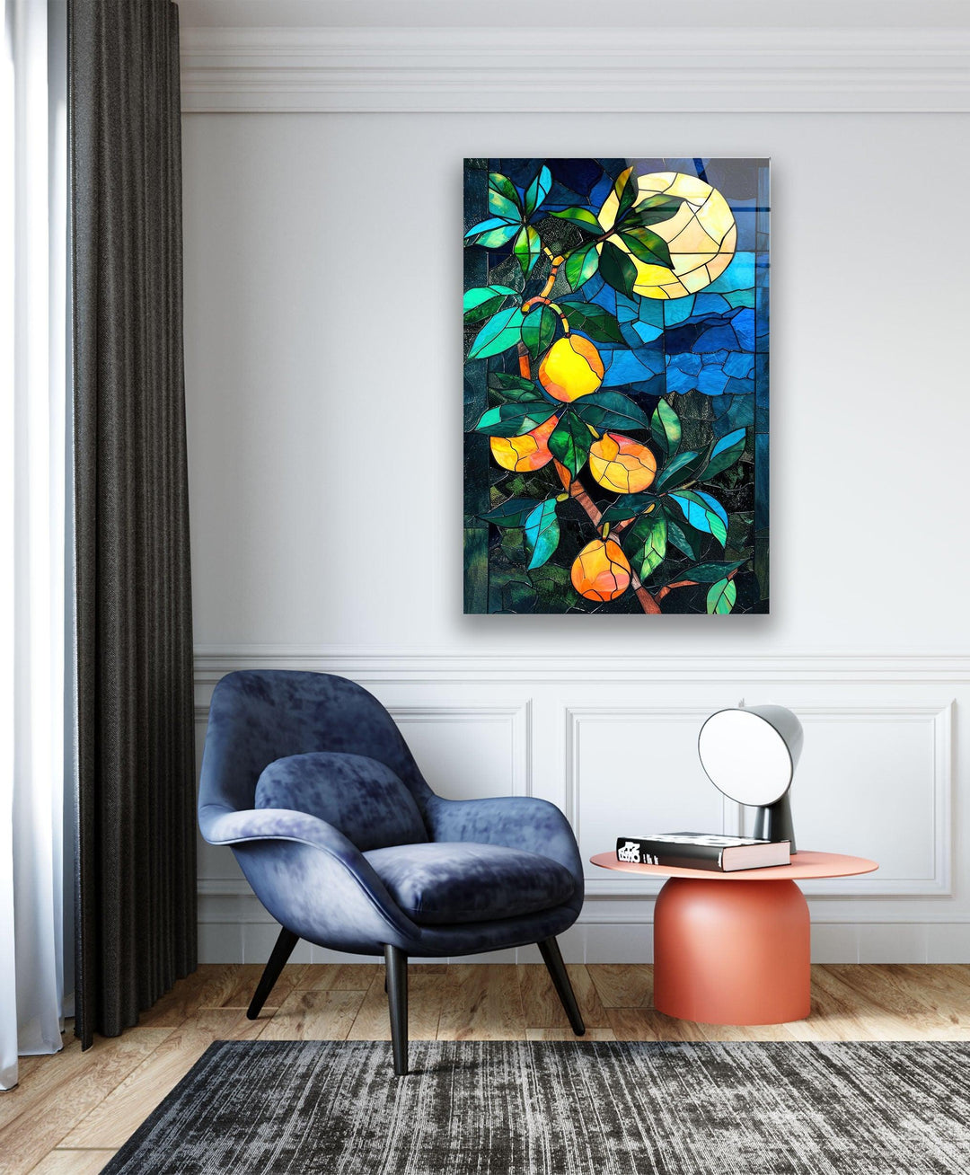 Midnight Mango Tree Glass Wall Art glass image printing, glass prints from photos
