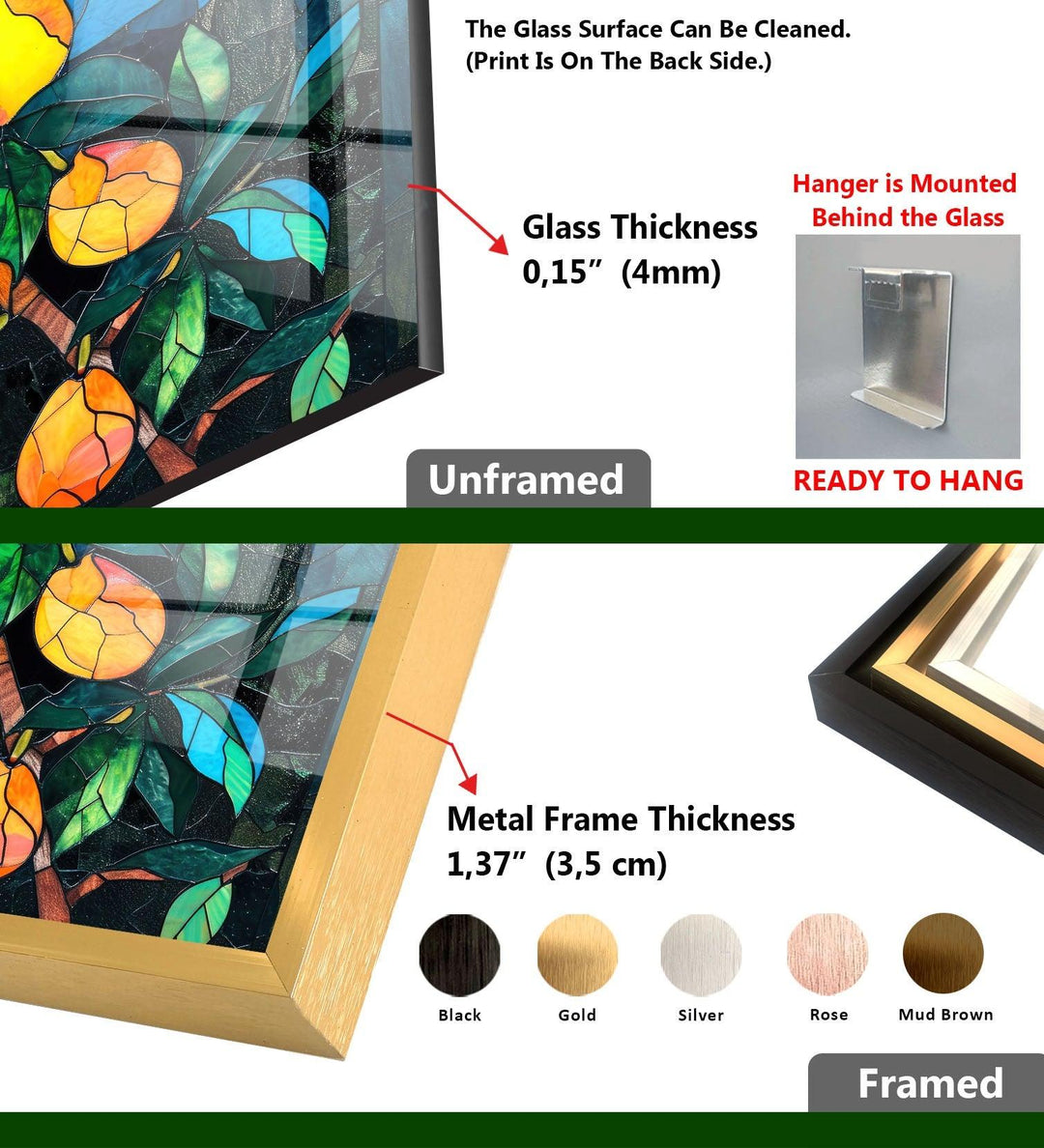 Midnight Mango Tree Glass Wall Art