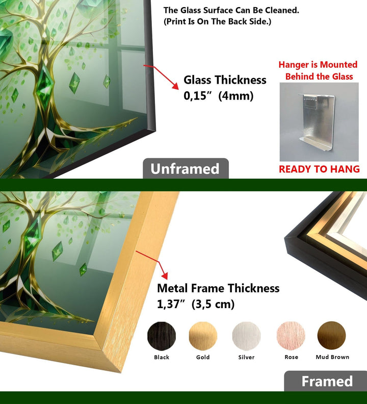 Emerald Tree Glass Wall Art