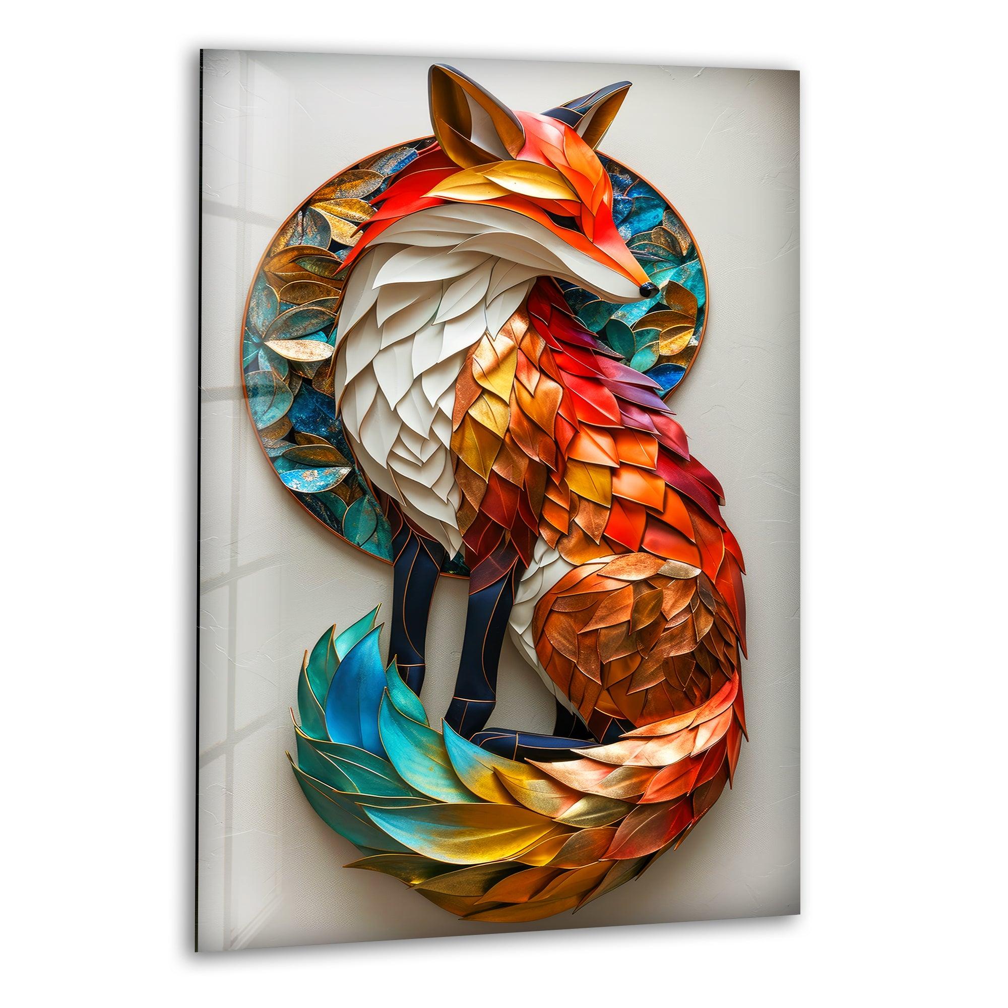 Colored Fox Glass Wall Art print picture on glass,Tempered Glass Wall Art