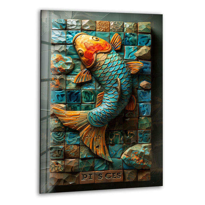 Mosaic Fish Glass Wall Art custom glass pictures, glass art prints