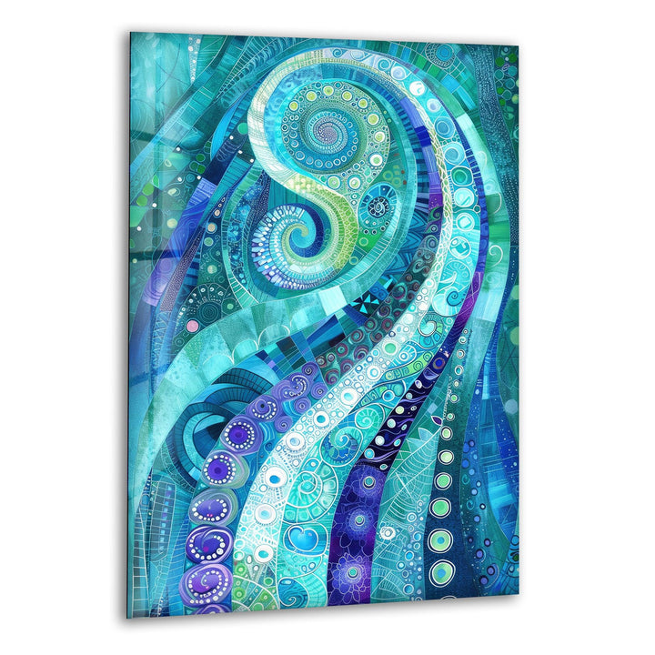 Octopus Tentacle Suckers Abstract Glass Wall Art