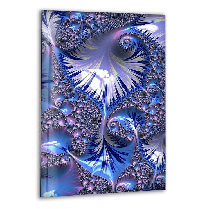 Purple Fractal Swirl Glass Wall Art