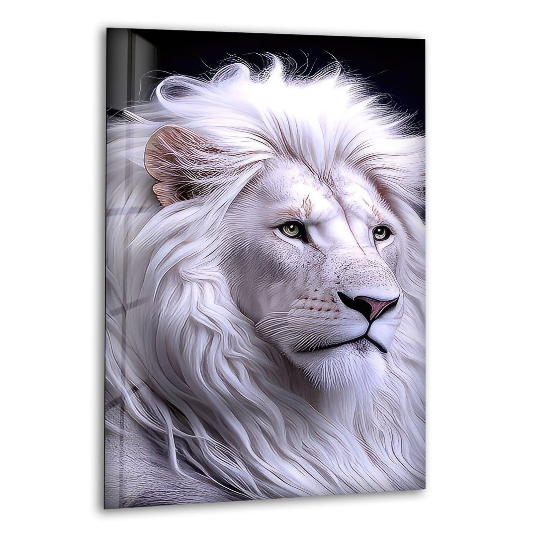 White King Lion Glass Wall Art print picture on glass, Tempered Glass Wall Art
